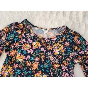 Crown &‎ Ivy Black Multicolored Floral Blouse Womens Large